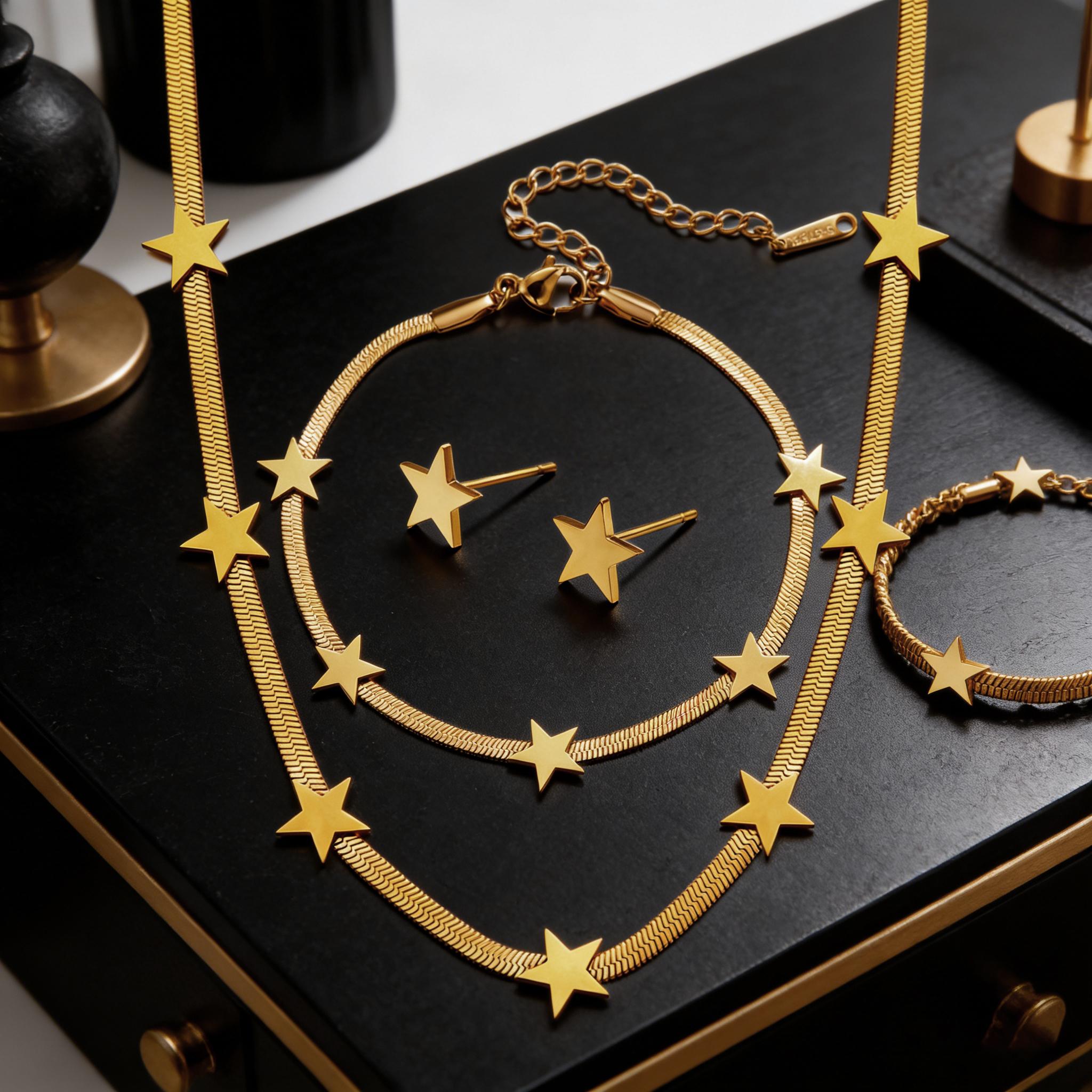 

Atoztide 3 Pcs Infinity Necklace Earring Bracelet Jewelry Set for Women Stainless Steel Blade Chain Heart Star Birthday Gift