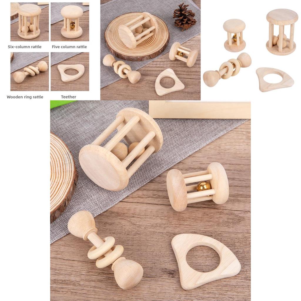 Wooden Baby Rattle Set With Sound Rescue For Early Childhood Learning And Development