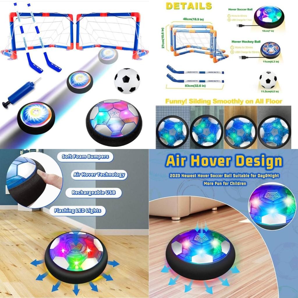 Football Hovering Hockey Toy Set Rechargeable Led With Goal For Gift Childrens