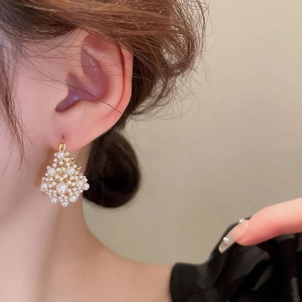 Pearl Ear Buckle Pearl Earrings Personality Ear Hook Korean Style Drop Earrings  Wedding