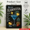 Metal Wall Art Blue Hawaiian Cocktail Retro Tropical Poster for Bar