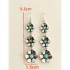 1 Pair Western Bohemian Style Three-Layer Flower Turquoise Inlaid Distressed Vintage Holiday Earrings