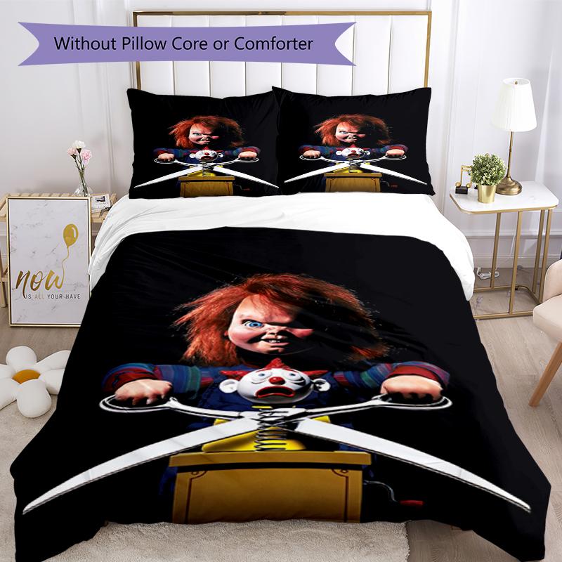 3pcs Chucky Bedding Set Duvet Cover Closure Includes 1 Duvet Cover & 2 Pillowcases, Soft and Comfortable for All Seasons.