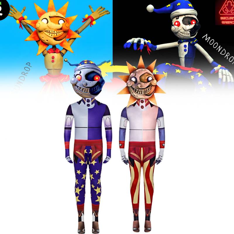 At Nights Five Freddys Security Breach Sun Moon Cosplay Jumpsuits Gift Costume