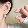 Luxury Curved Shining Zircon Stud Earrings Big Glossy White Round Bead French Grace Ear Jewelry Bridal Wedding Gift