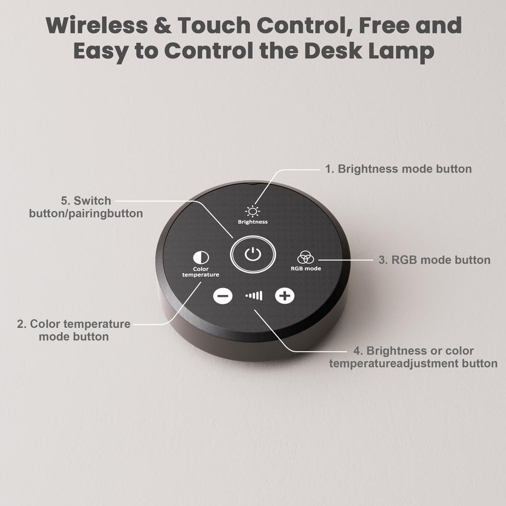 Stolní lampa s dvojitým otočným ramenem RGBCW LED kancelářské světlo RGB světlo měnící barvu, hudba, synchronizace dotyk