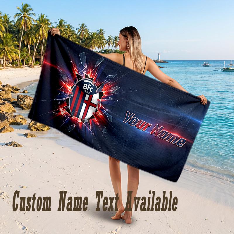 Bologna FC Design Beach Towel Custom Text Large Towel for Beach Vacation