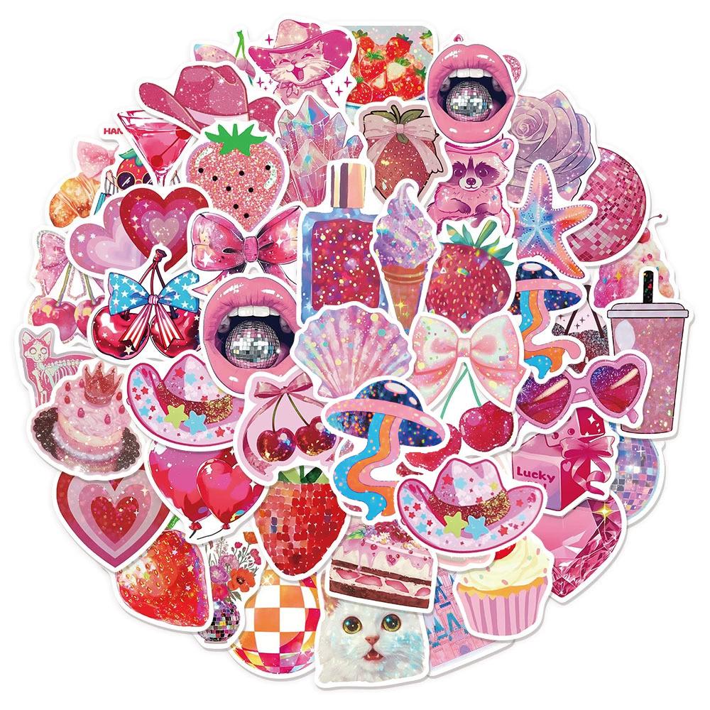 10/30/50pcs Pink INS Style Aesthetic Cartoon Stickers Kawaii Girl Kid Decoration Decals DIY Notebook Phone Suitcase Cute Sticker