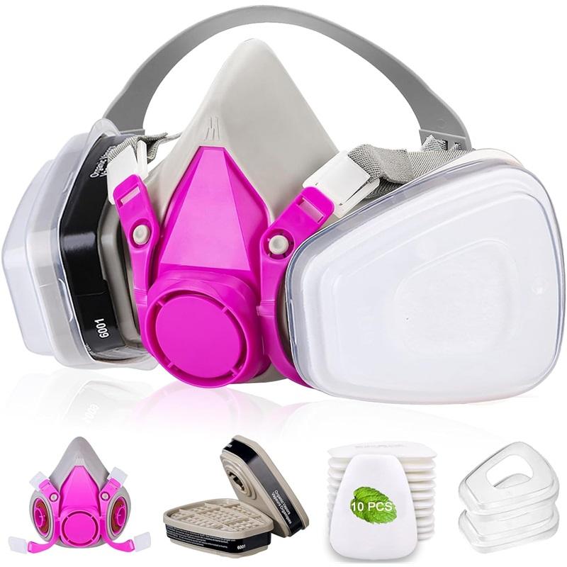 Half Face Respirator Kit, Activated Carbon Filters for Paint, Chemical, Welding, with 10 Filter Cottons