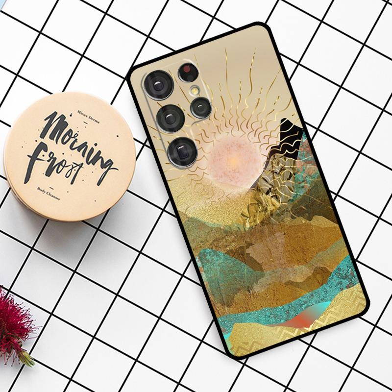 Gold Landscape Painting Case For Samsung Galaxy S24 FE S21 S22 S23 S25 Ultra S9 S10 Plus S20 FE S25 FE Phone Cover