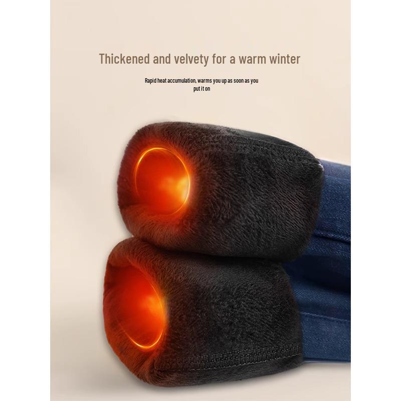 Women's 2024 High-Waisted Slimming Cigarette Pants - Fleece-Lined Autumn/Winter Loose Straight-Leg Jeans