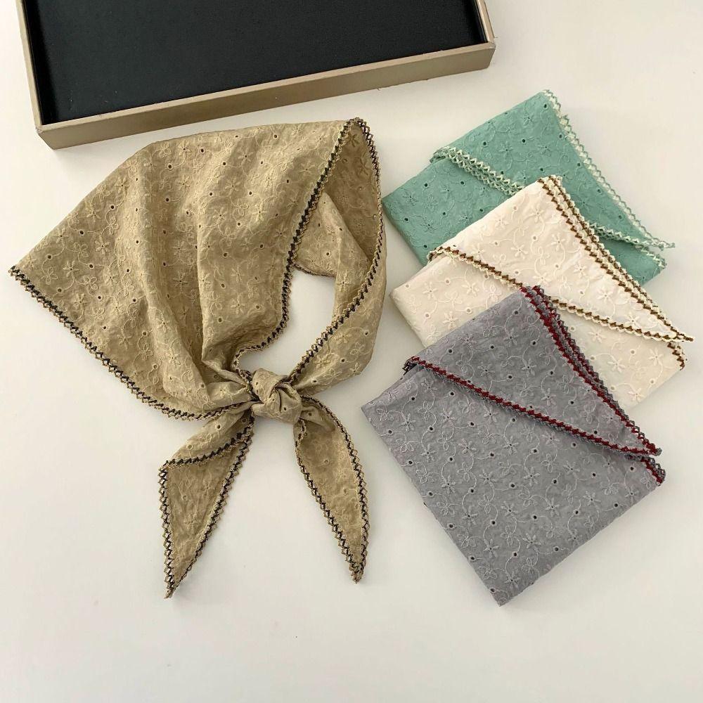 Cotton Triangle Hair Head Soft Silk Scarf Fashion Flower Neck Scarf Summer
