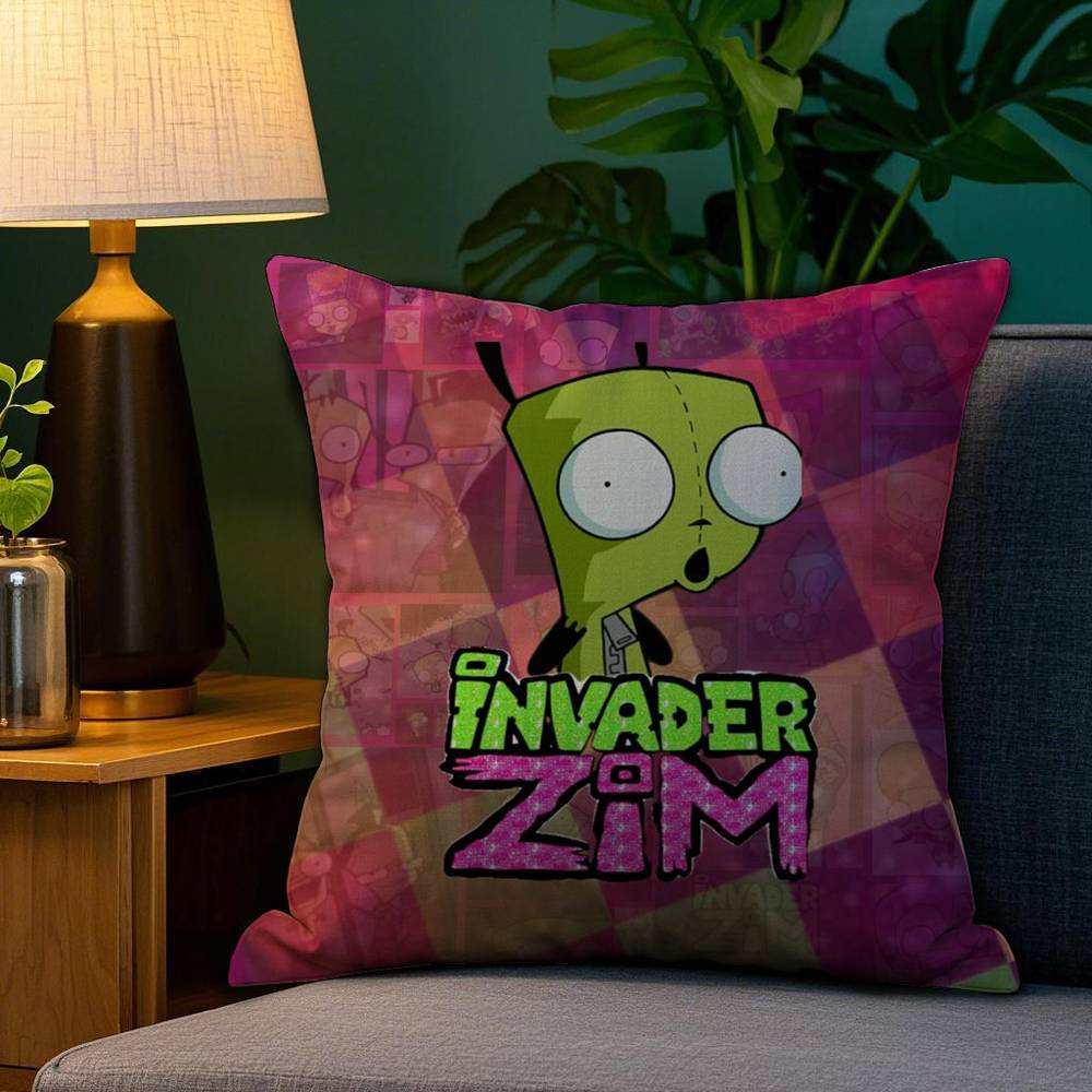 Cartoon I-Invader Z-Zim Pillow Case Plush Fabric Soft Double Sided Print Sofa Cushion Cover Throw Pillow Covers