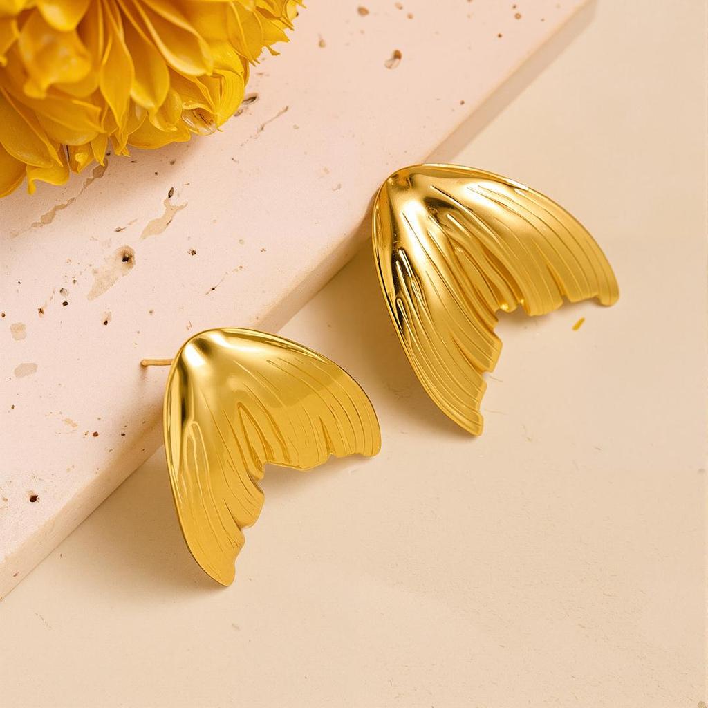 Geometric Irregular 18k Gold Titanium Steel Earrings for Women