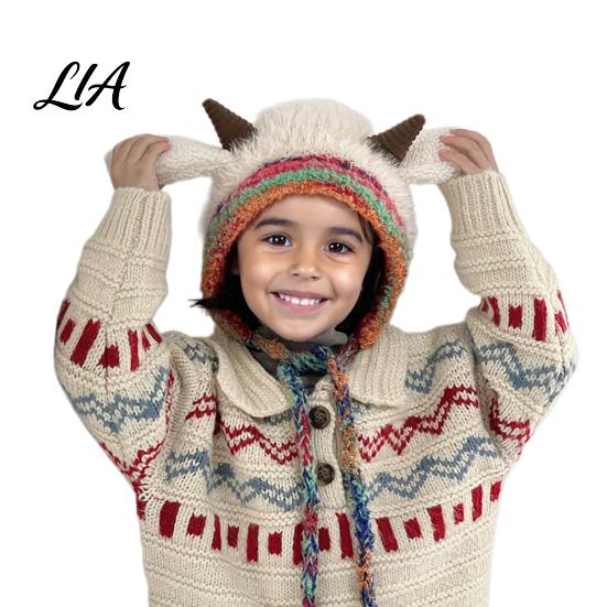 Kids Christmas Gift Winter Accessories Balaclava Hat, Cute Bear Ear Face Mask Fun Cold Weather Outdoor Gear Squeaky Tail, Fuzzy Windproof Ski