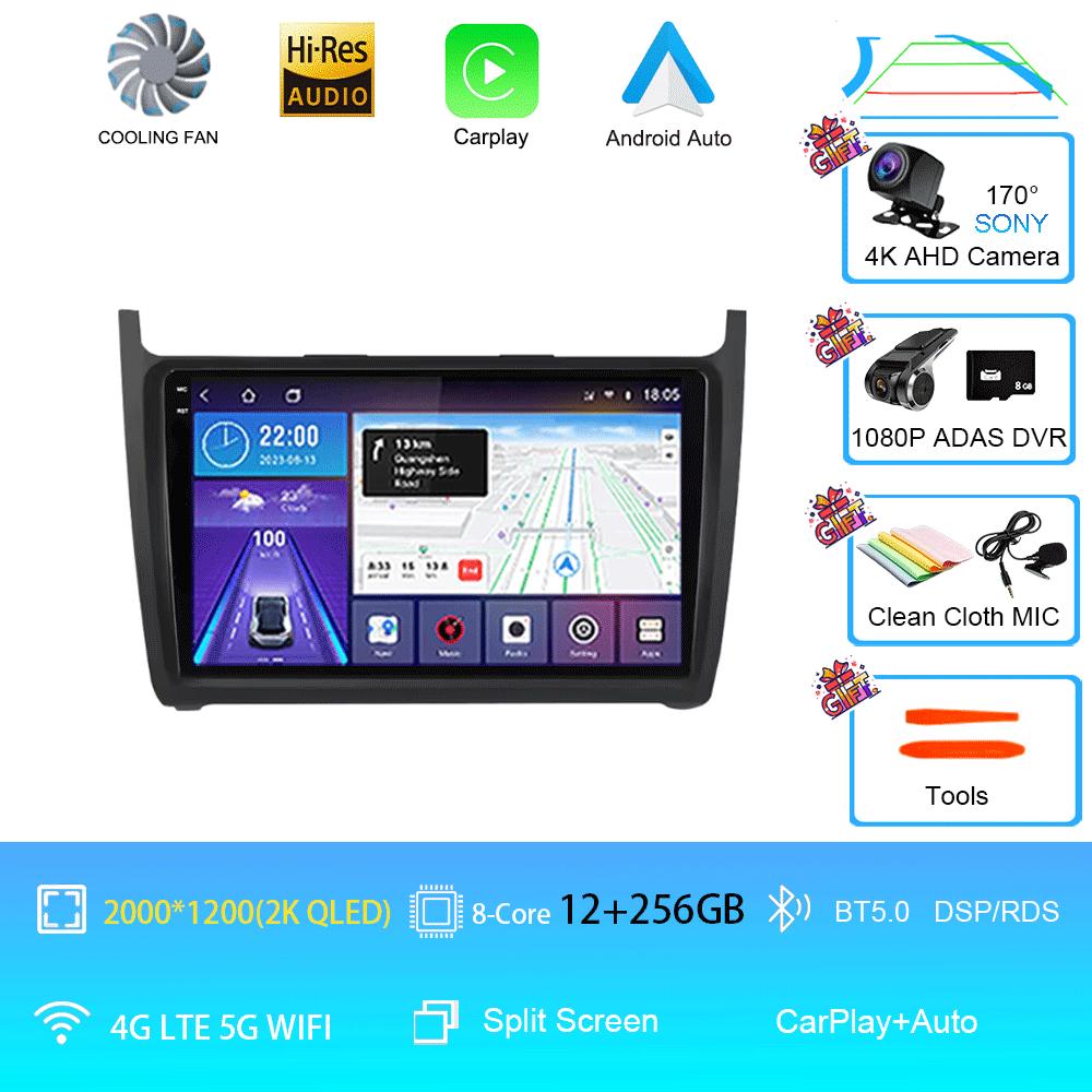 Car Radio 2Din Android 14 Stereo For Volkswagen VW Polo Sedan 2008 -2015 GPS Navigation Multimedia Mirror L-ink BT WIFI QLED DSP