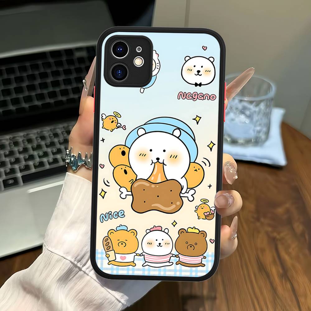 Popular Cute J-Joke B-Bear For IPhone 15 16 Pro Max 11 12 13 14 XS XR X Plus 16E Matte Translucent Phone Cover
