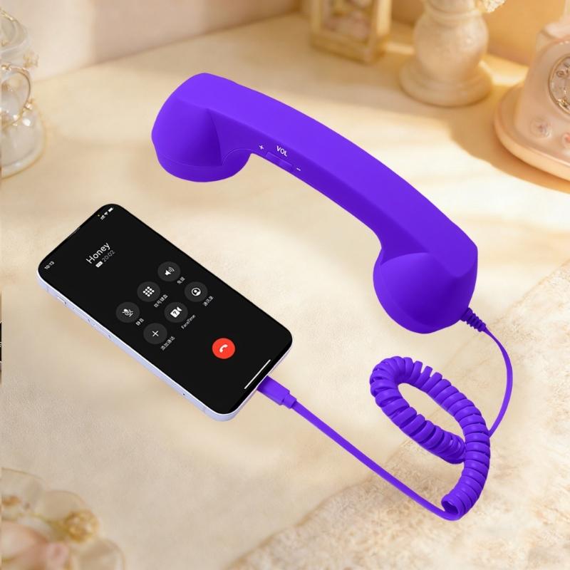 Classical Telephone Receiver Design Headphone USB C Headset With Noise Canceling Microphone For Office And Home Use