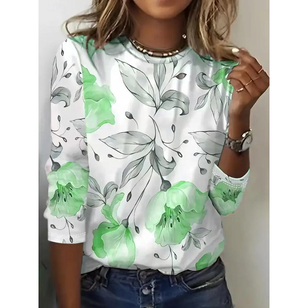Casual Loose Long Sleeve Versatile Women's Top Crew Neck Pullovers Long Sleeves Women’s