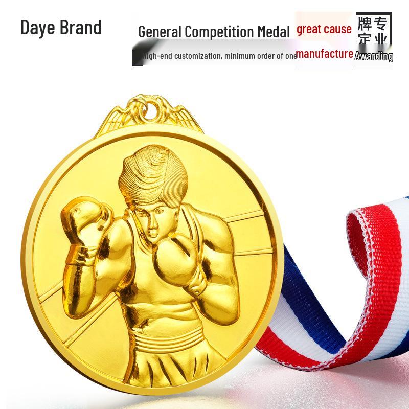 Daye Custom Metal Sports Medals for Boxing, Sanda, Wushu, and Taekwondo Detailed on Page