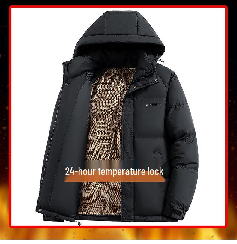Herren Trendy Kapuzen-Wintermantel Schwarz-Gold Graphen - Lässig, Dick, Vielseitige Oberbekleidung
