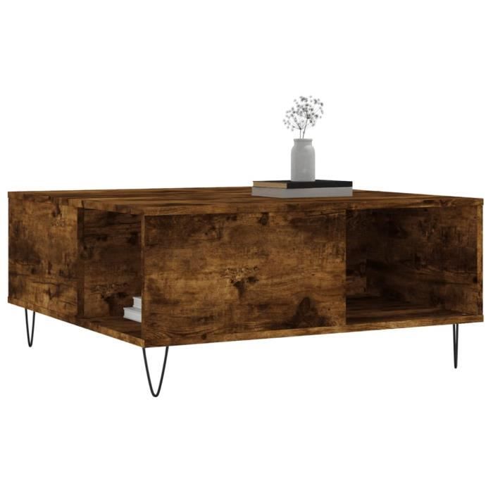 VidaXL Table basse chêne fumé 80x80x36,5 cm bois d'ingénierie 830785