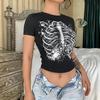 Black Woman Y2K Tees Punk Goth Retro Printed T Shirt Short Sleeve Summer Girl Harajuku Crop Tops