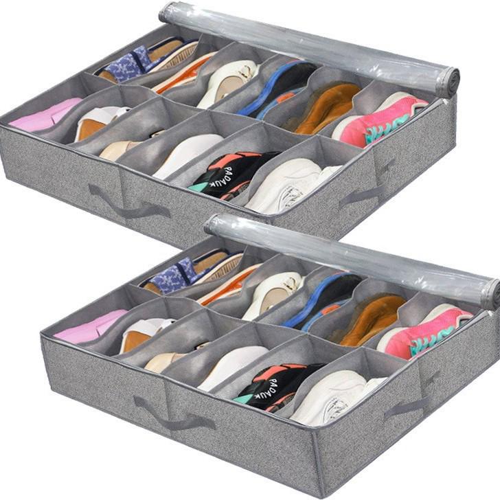 

Органайзер для обуви под кровать с ручками и прозрачным окошком, для складной обуви 74x60x15 cm