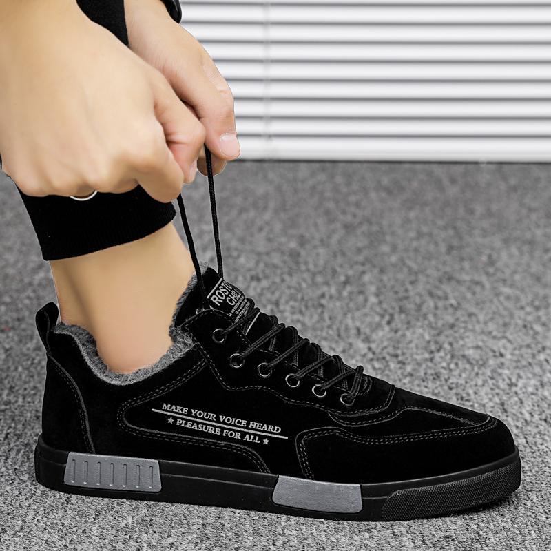 Mode Herren Winter Flache Schuhe mit Plüschisolierung Low Top Board Schuhe Modisch und Trendy Lässige Walking- und Wanderschuhe Sportschuhe