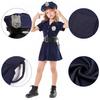 Disfraz de Policía para Niñas 5-6 Años 130 cm Conjunto Azul Marino con Gorra Silbato y Esposas