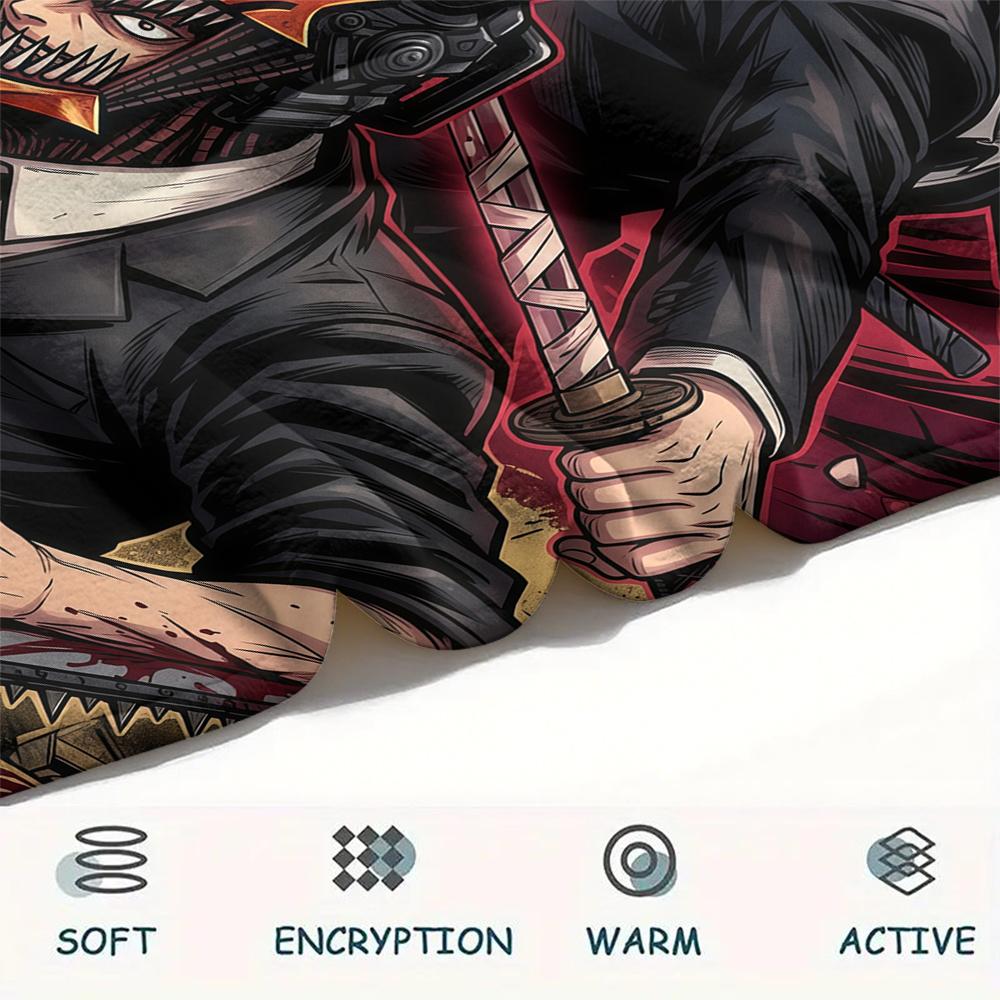Chainsaw Man posterPrint Flannel Blanket, High quality Comfortable for All Seasons, Home Decor, Warmth and Comfort