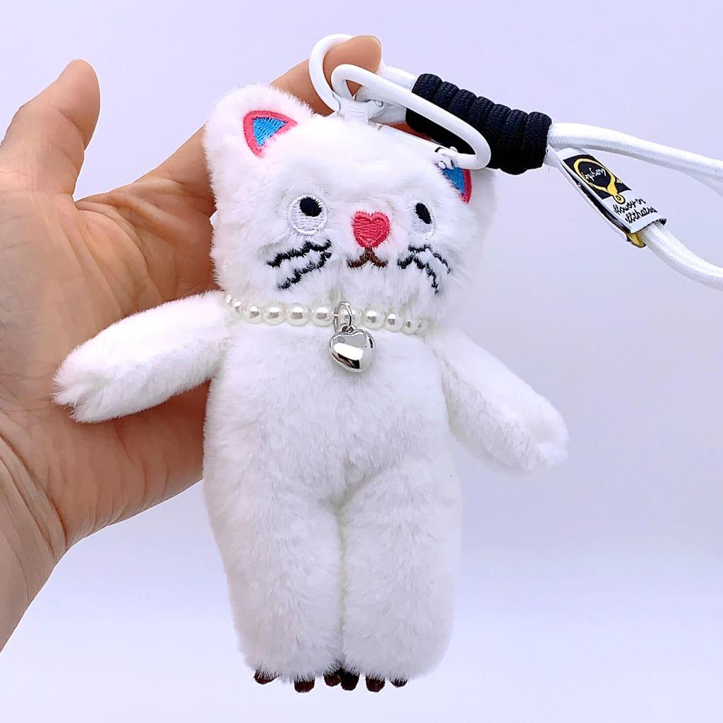 15cm Kawaii Rosa Katze Plüsch Schlüsselanhänger Niedlicher Katzen Plüsch Anhänger Weicher Tier Schlüsselanhänger Auto Schlüssel Schnalle Zubehör Mädchen Frauen Tasche Aufhängung