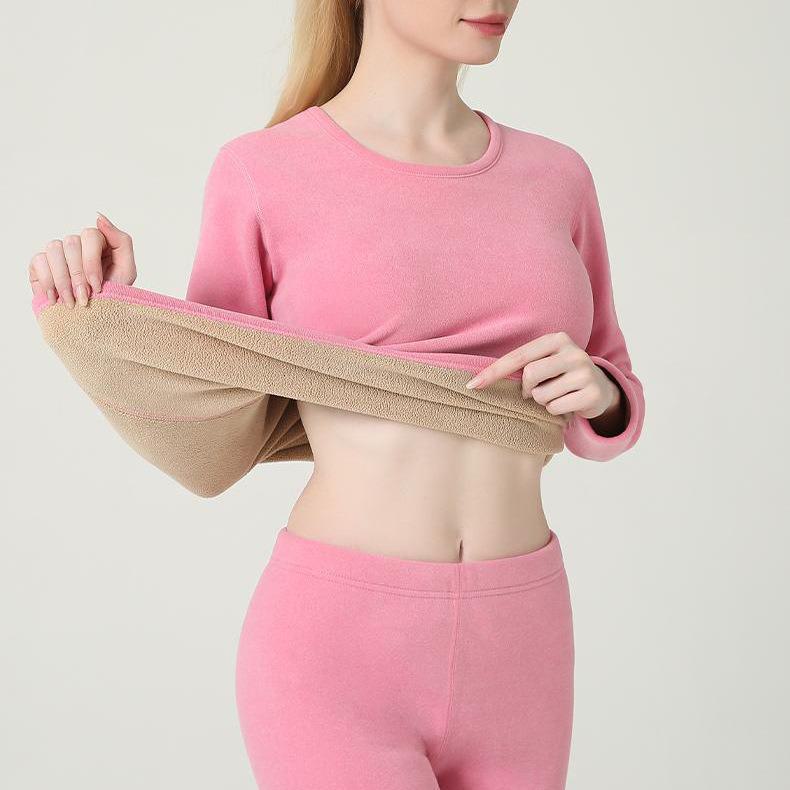 Women's Winter Thermal Velvet Round Neck One-Piece Suit