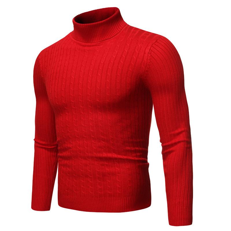 Men'S Knitwear Men'S Autumn And Winter New European And American High Neck Fried Dough Twists Sweater Underlay Sweater Warm
