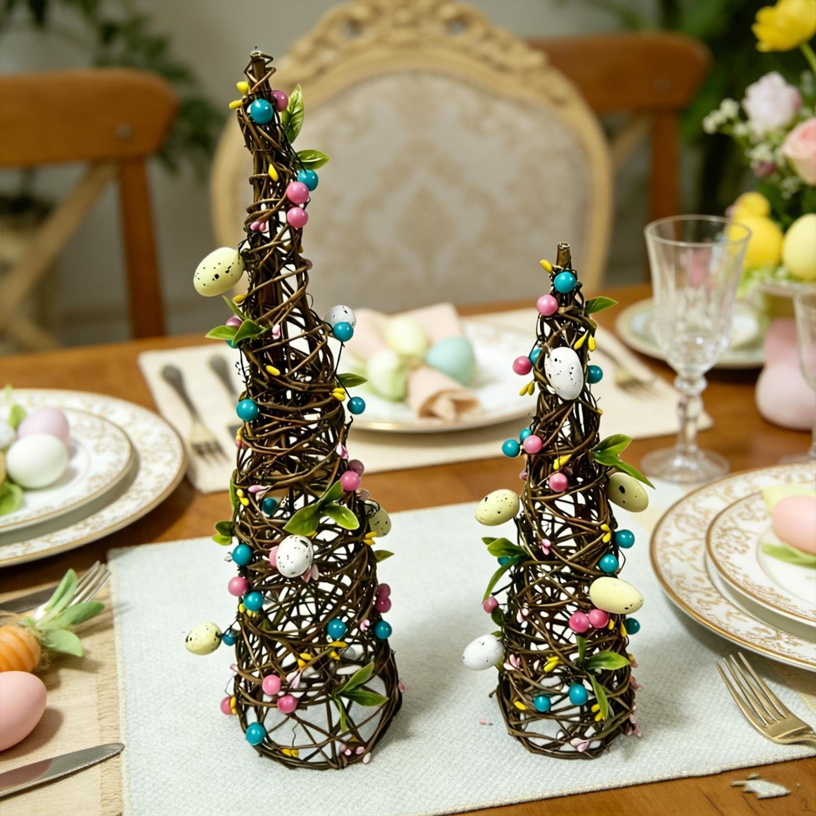 

2Pcs Easter Table Decorations Egg Ornaments Indoor Tiered Tray Decor for Birthday Housewarming