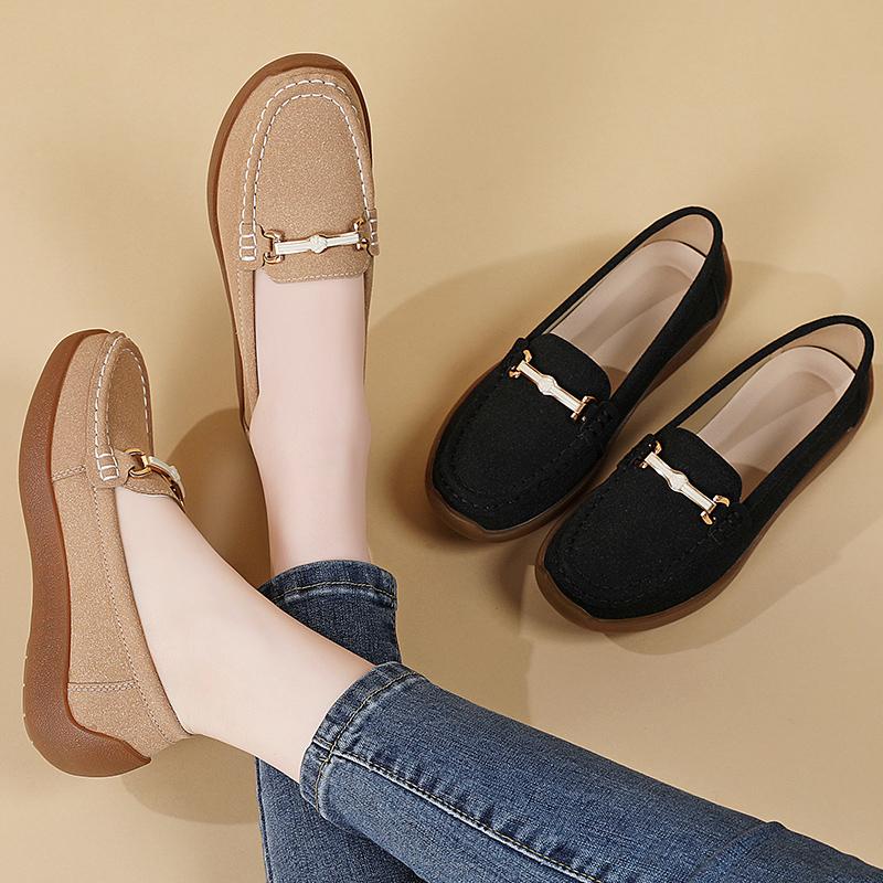 Women Black Moccasins Driving Shoes Flats Casual Nurse Loafers Khaki Minimalist Maternity Shoes Large Size