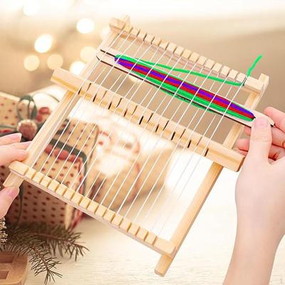 Webstuhl aus Holz Set Maschine mit Garnen Tragbarer Handgefertigter Gobelinwebstuhl DIY Basteln für