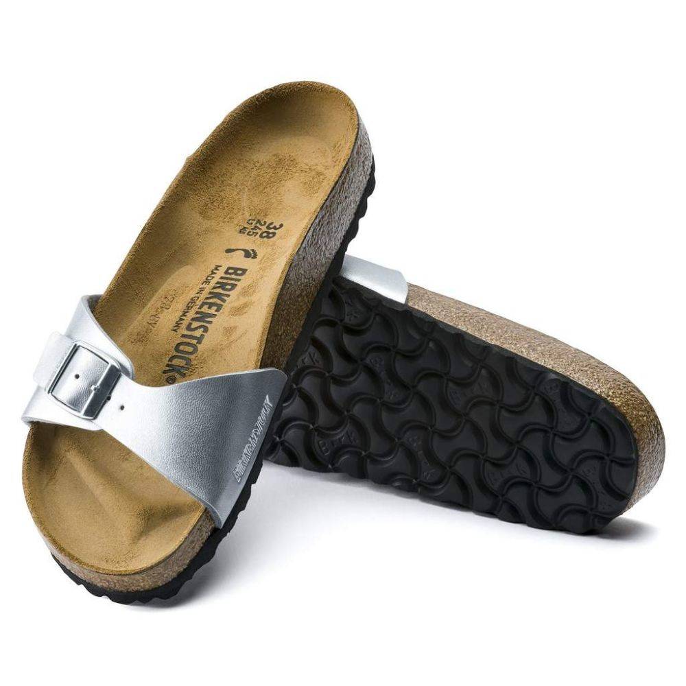 Women's Birkenstock Madrid Birko-Flor Silver Sandals Regular Wide (0040411)