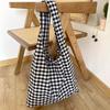 Women's Large Capacity Lightweight Foldable Tote Bag with Plaid Pattern -Suitable for Commuting, Travel, Camping Handbag