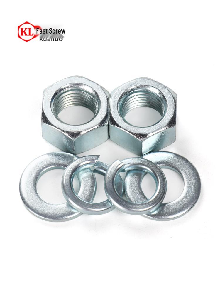 Galvanized Hex Nuts, Flat Washers, Spring Washers in M2-M48, Blue and White Zinc Coated
