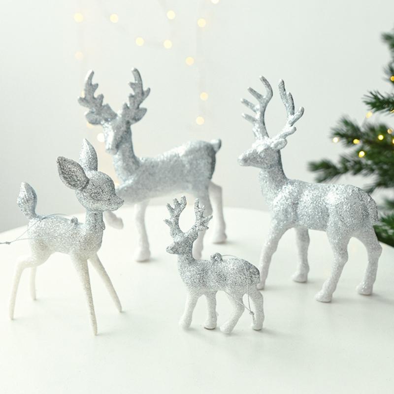 Shimmering Deer Christmas Tree Decoration, Plastic Ornament with Integrated Hanging Loop for a Bright Seasonal Accent