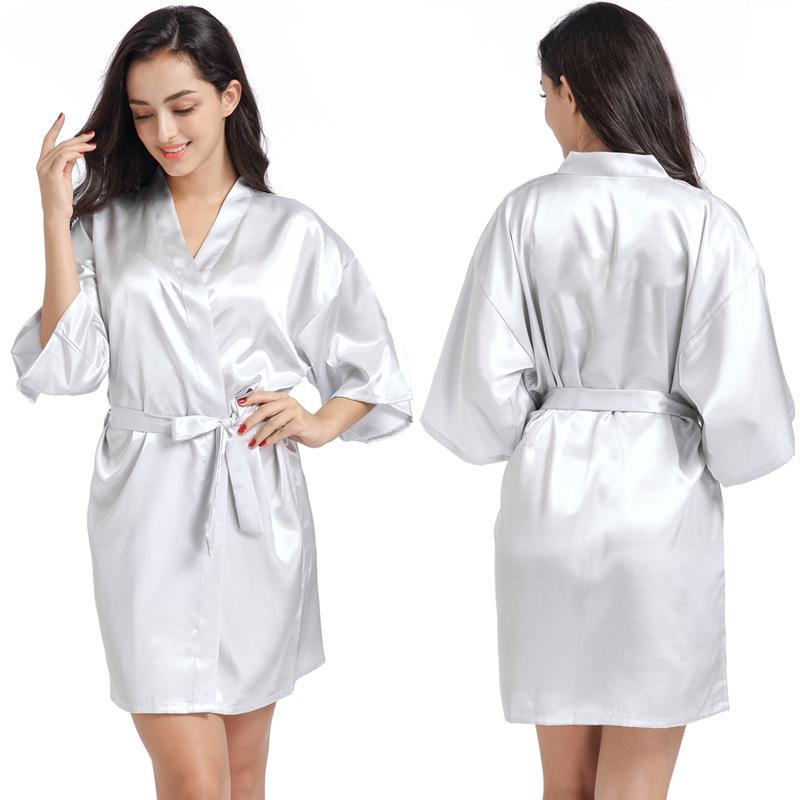 Women's Satin Twist Short Bathrobe - Glossy, Solid Color, Summer Thin, Sexy Cardigan