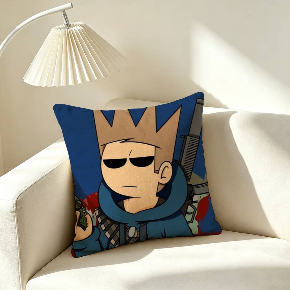 T-Tom Eddsworld Animation Pillow Case Square Double-Sided Sofa Cushion Cover Bedroom Bedside Pillow