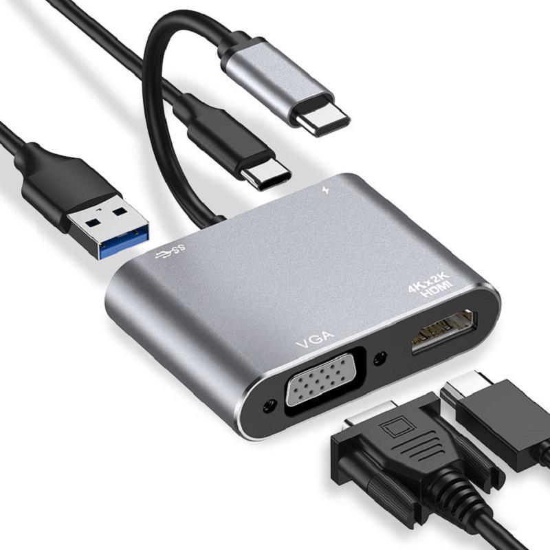 

Адаптер Type-C на HDMI/VGA: Подключить Мобильный к Монитору/Проектору/ТВ серый