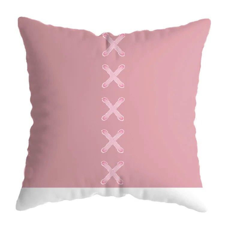 Kawaii Cat Pillowcase Home Pink White Square Decorative  Pillow Room Aesthetics Sofa Bed Chair