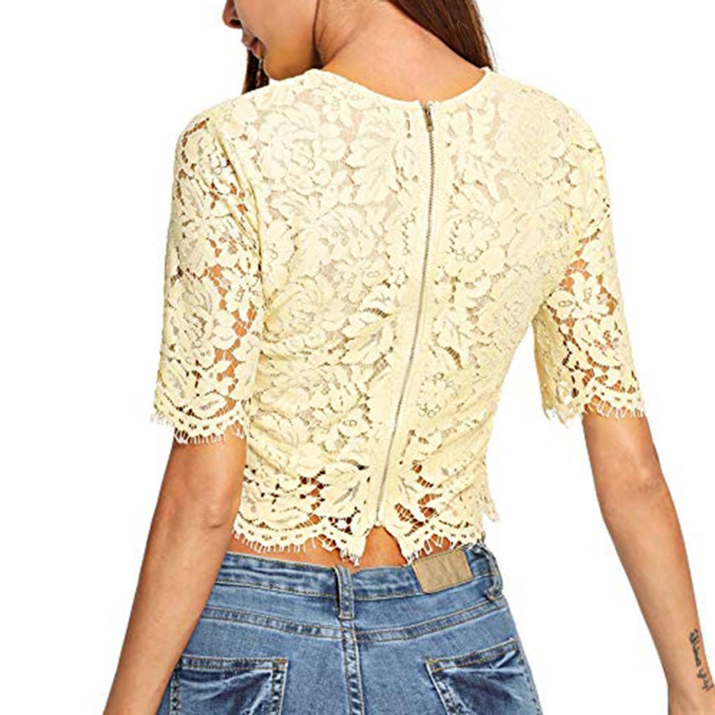 lace zip front blouse