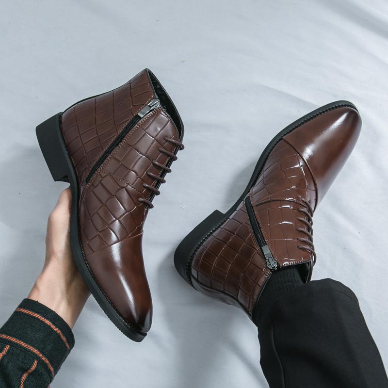 Fashion Elegantes Men's Chelsea Boots Comfortable Designer Brogue Boots for Men British Style Man Ankle Botas Abiye Formal Dress Shoes