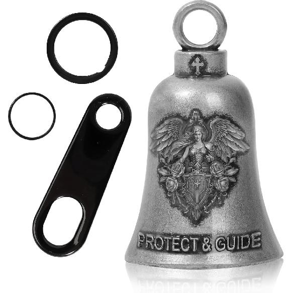 Guardian Bell Motorcycle For Bikers, Guardian Angel Gremlin Bells With 2 Key Chain Ring For Luck Riding, Motorcycle Rider Accessories