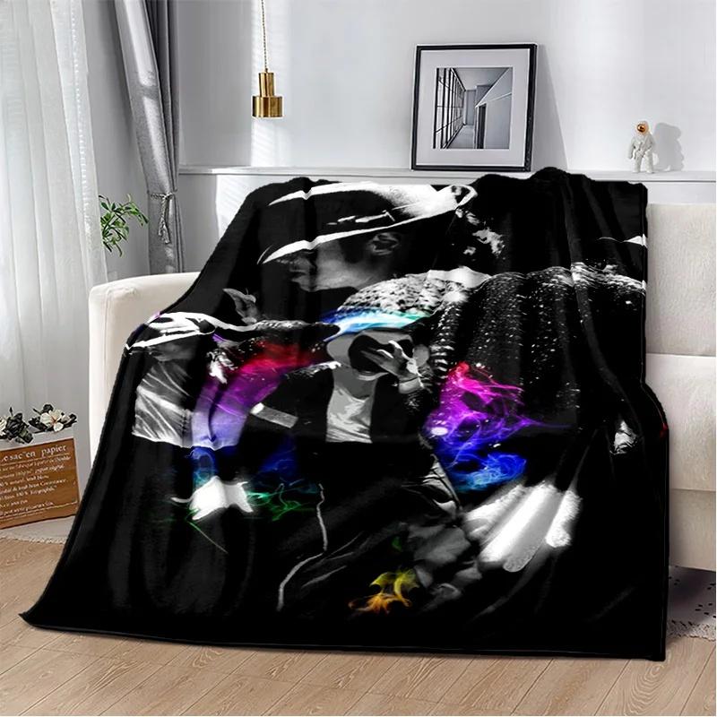 Michael Jackson Retro Printed  HD Blanket Soft Throw Blanket for Home Bedroom Bed Sofa Travel Office Solid Cover Blanket  Adults