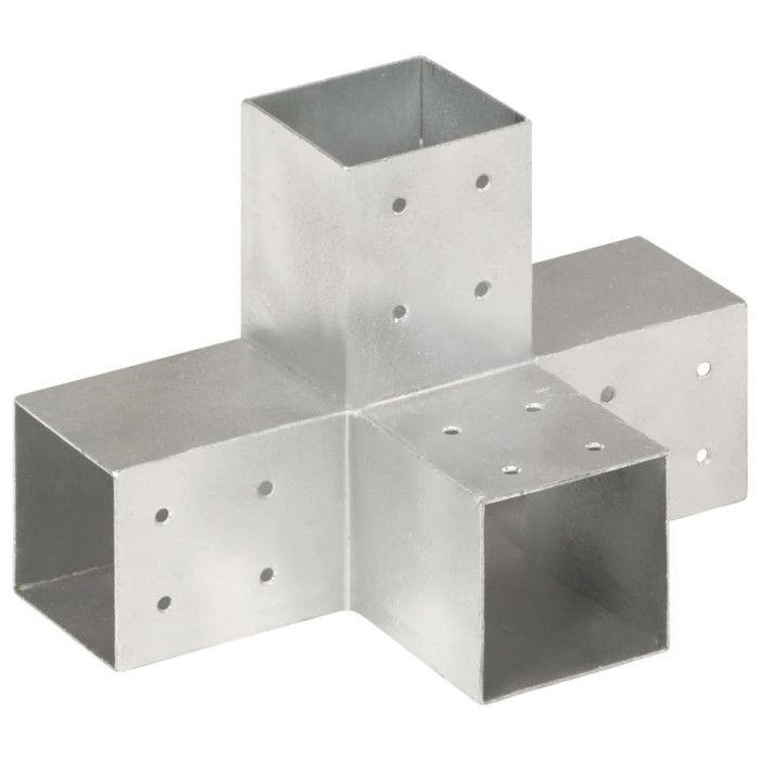 VidaXL Connecteurs de poteau 4 pcs Forme en X Métal galvanisé 81x81 mm